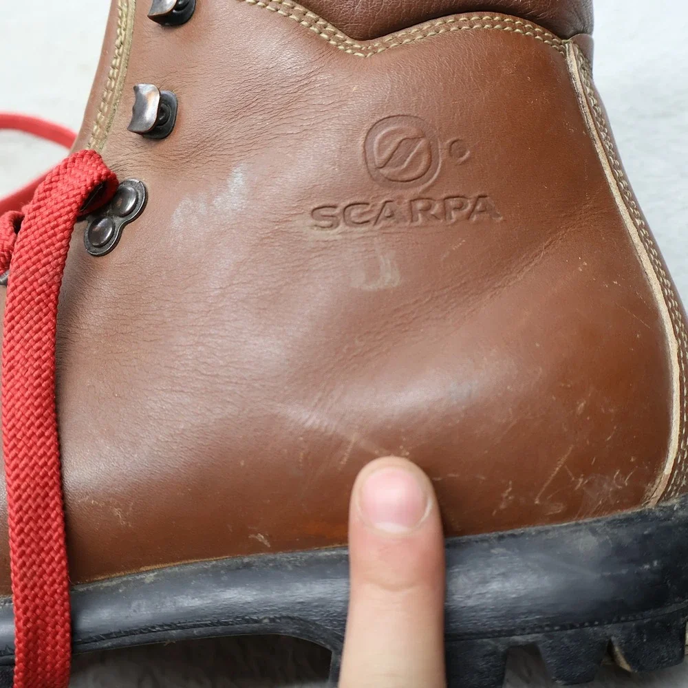 Scarpa Men 8.5 EU41.5 Hiking Boots Brown Leather Mountaineer Trek Italy Rain VTG